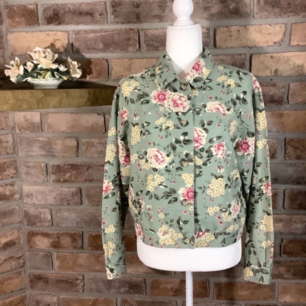 TALBOTS Floral Linen Jacket 6 - Picture 1 of 10